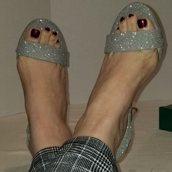 Silver Gianni Bini Silver Glitter Pumps Ankle pumps 4" heels - Picture 6 of 15